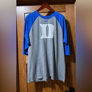Nike Men's Blue and Gray 3/4 Sleeve Tee